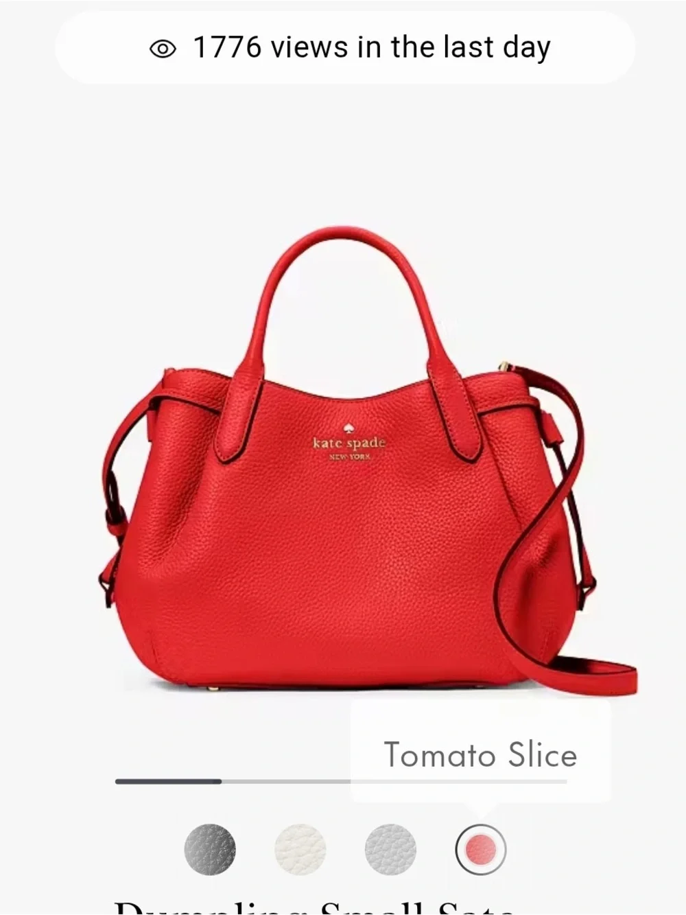 Kate Spade Dumpling Small Satchel in Tomato Slice Brand New